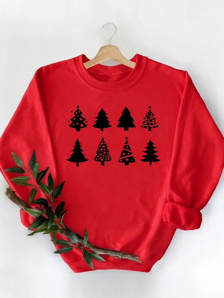 

Tree Happy New Year 90s Sweatshirts Holiday Women Fashion Merry Christmas Clothing Casual Female Print Graphic Pullovers