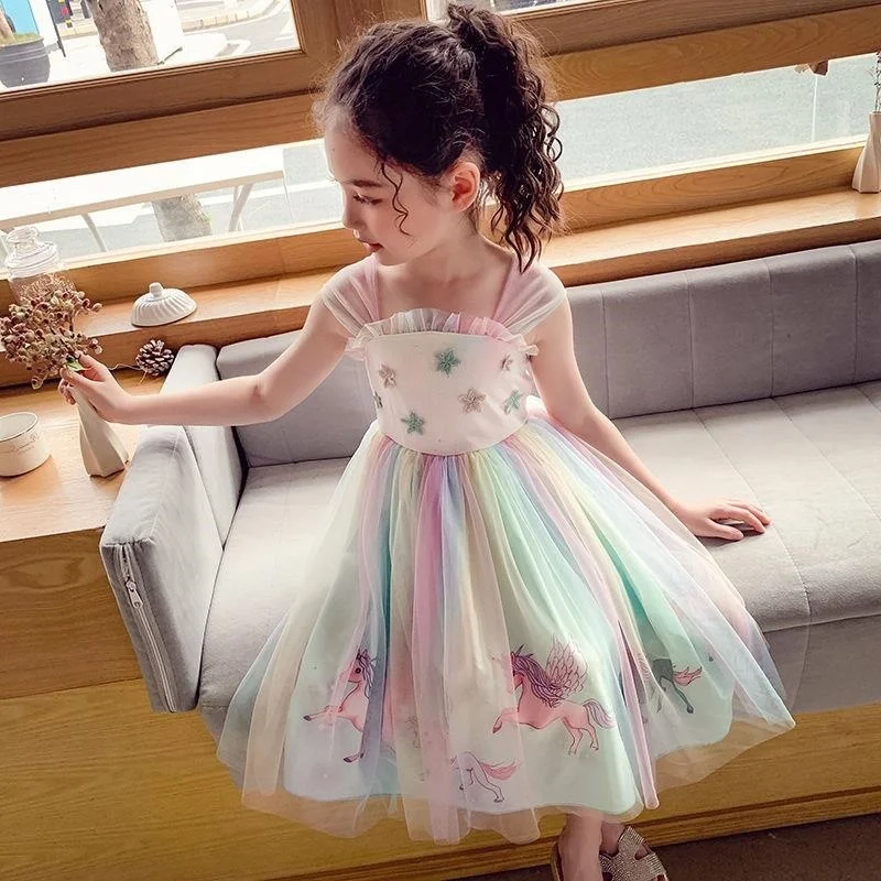 

Летнее Детское платье принцессы с коротким рукавом для девочки, Сказочная юбка, дешевый костюм, шифоновое тонкое платье на бретелях Hanfu