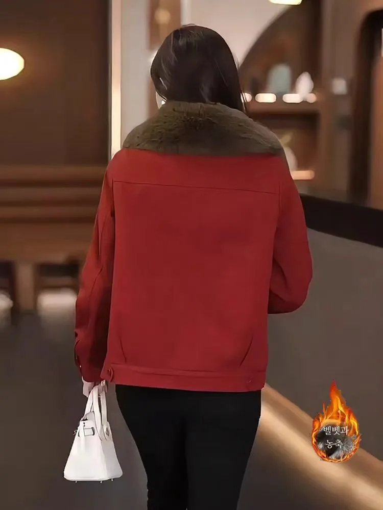 Женская утолщенная парка на флисовой подкладке осень-зима 2023 новая маленькая