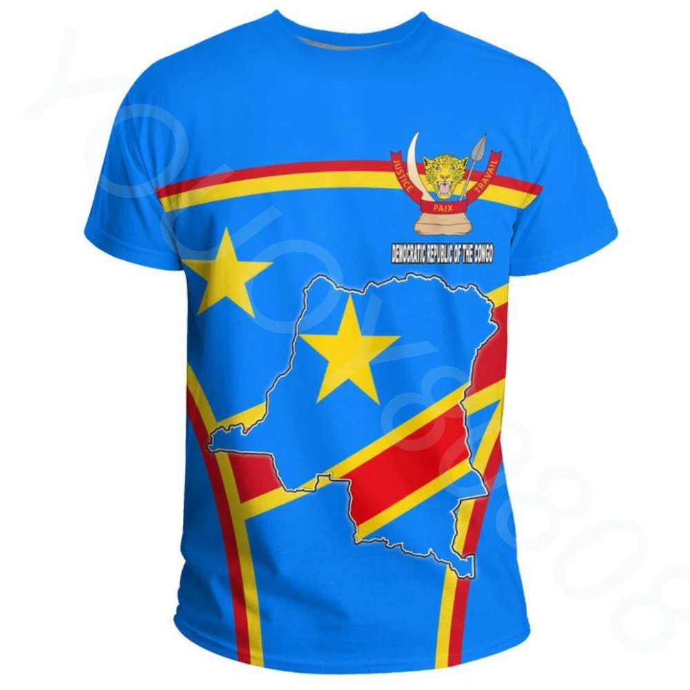 

República democrática do congo país bandeira 3d impresso de alta qualidade t camisa verão casual manga curta em torno do pescoço