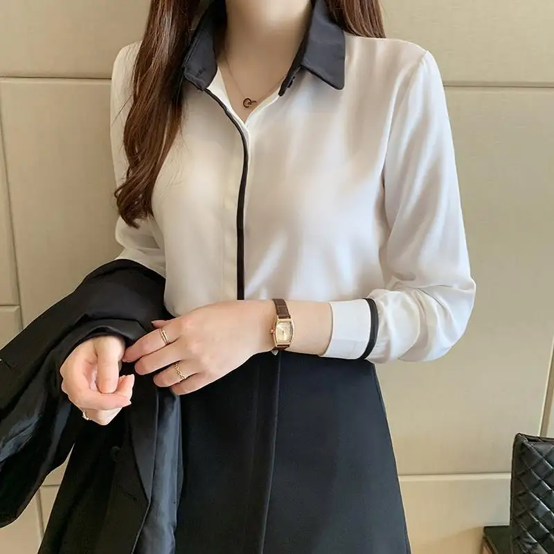 

Elegant OL Long Sleeve Shirts Female Slim Blusas Office Lady Work Wear Women White Blouse Fashuon Women Tops and Blouses