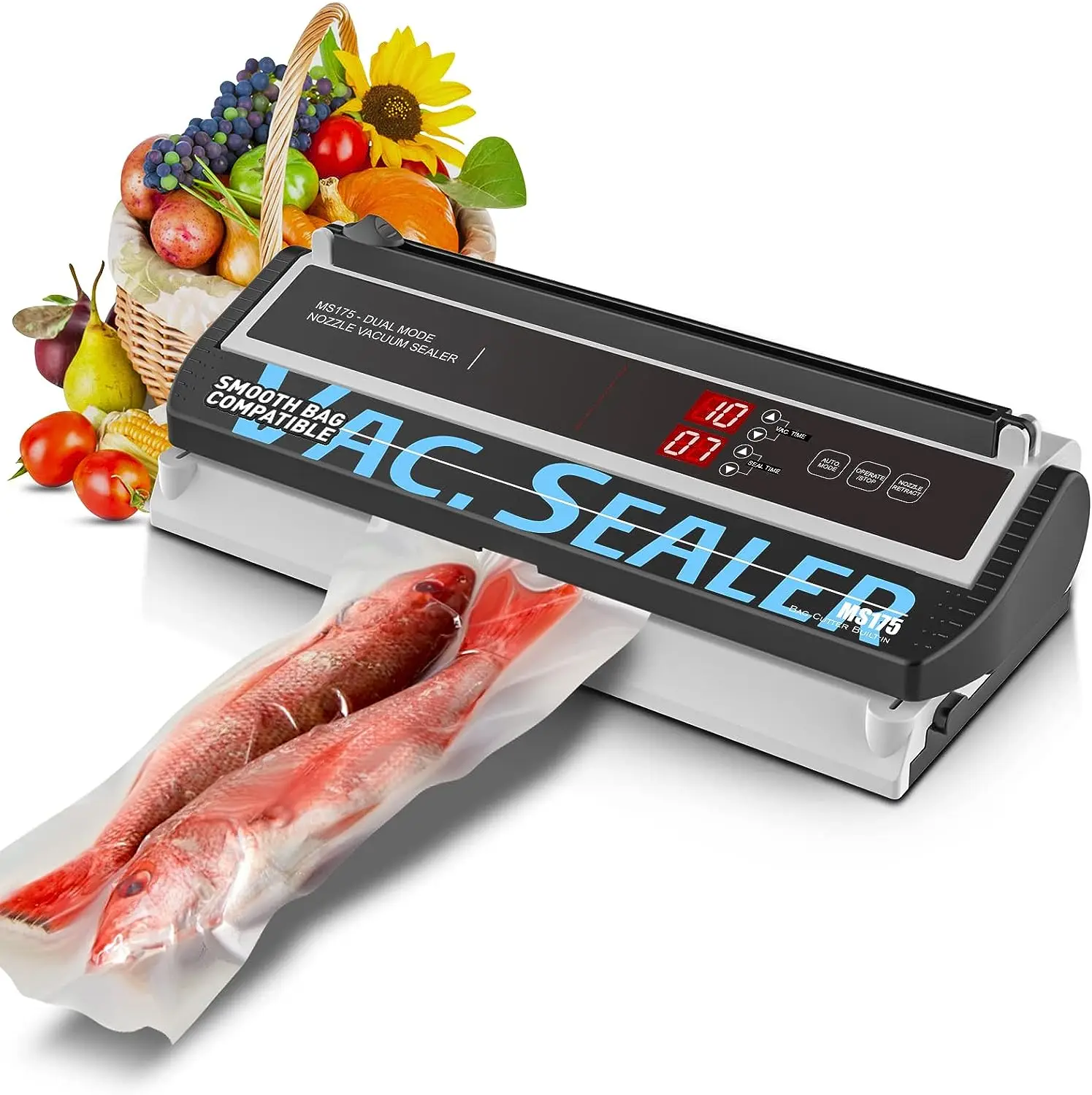 

Sealer Machine For Mylar Bag Food Savers, BOURGE CHEF BC3081,12'', Automatic and Manual Mode, High Power Sealing, Nozzle