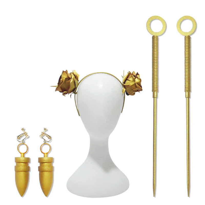 

Anime SPY x FAMILY Yor Forger Cosplay Weapon Props Headgear Earrings Wooden Double Needle Stiletto Weapon Cosplay Accessories