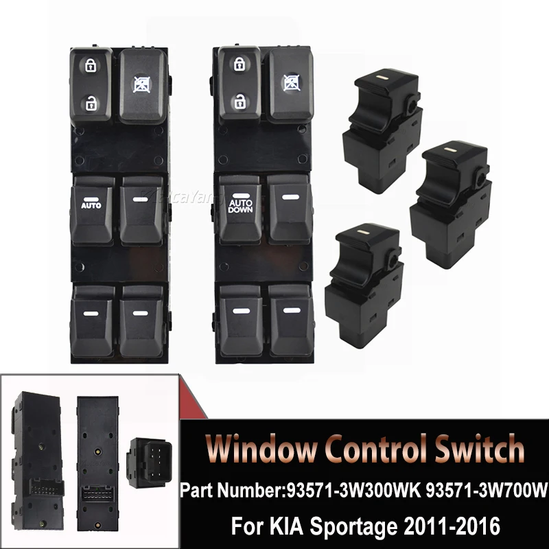 

Electric Power Master Window Switch Button Set For Kia Sportage 2011 2012 2013 2014 2015 93570-1X000 93570-3W600WK 93575-1H000