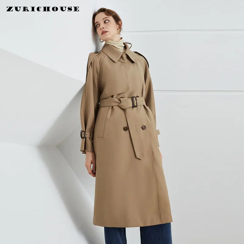 

Autumn Winter Trench Coat for Women 2023 New British Style Solid Casual Double-breasted Bleted Long Coat Woman Abrigos Mujer