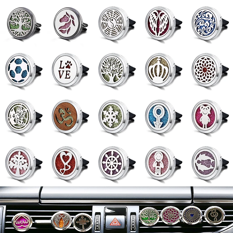 

Refillable Car Air Freshener Smell Perfume Diffuser Clip Auto Vent Essential Oil Stainless Steel Locket Interior Accessories