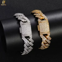 15mm hip hop jewelry gold bracelets for men designs cubic zirconia miami cuban link chain iced out diamond bracelet