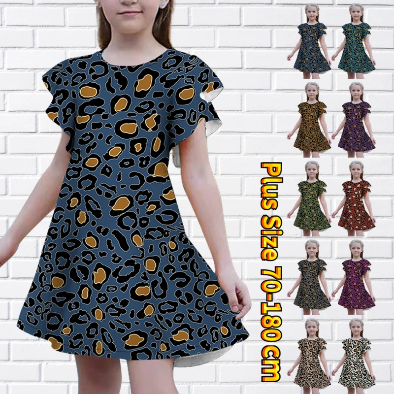 

Летняя модная юбка для маленьких девочек 2023, новое дизайнерское платье с принтом и круглым вырезом, Юбка До Колена, Милая юбка миди, юбка с коротким рукавом