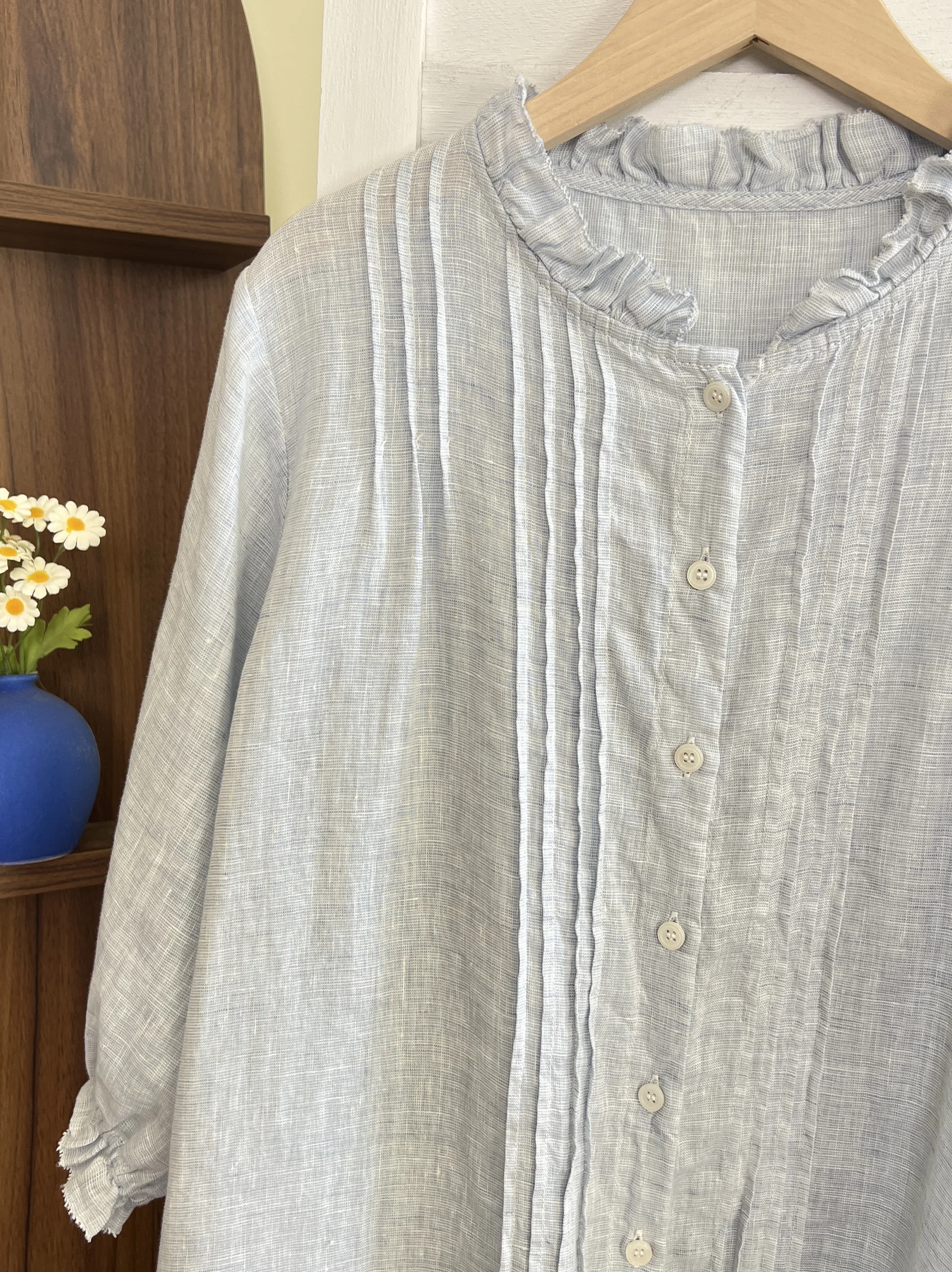 Japan fashion Pure Linen/Sweet Lace round Neck French sle Gentle Sle Half Sleeve Mid-Length Loose Shirts Top