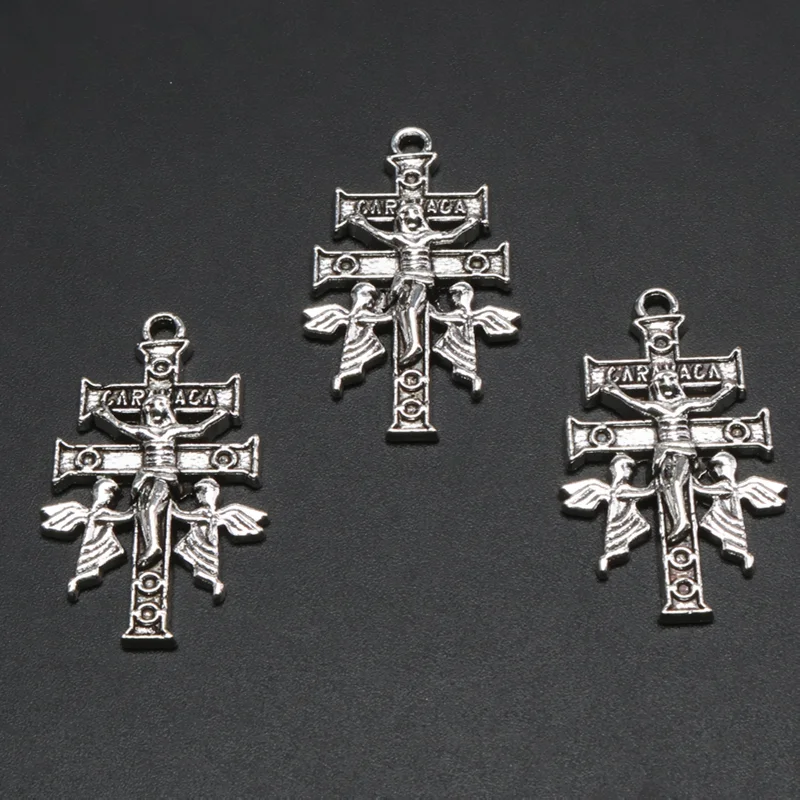 

15pcs Silver Plated Angel Crosses Pendant DIY Charm Rosary Necklace Jewelry Crafts Metal Accessories A465