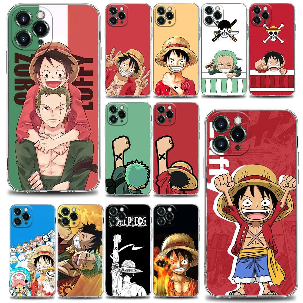 

ONE PIECE Anime Clear Phone Case for iPhone 11 12 13 Pro Max 7 8 SE XR XS Max 5 5s 6 6s Plus Case Soft Silicone Cover Luffy Zoro