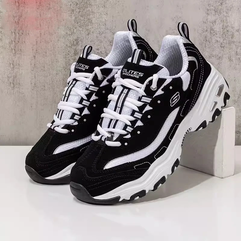 Мужская обувь Skechers классические черно-белые модные повседневные кроссовки