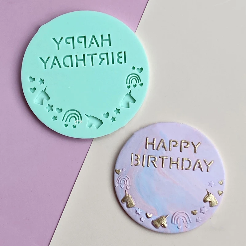 

Форма для печенья с надписью Happy Birthday, рельефная форма для торта и печенья, эмблема, инструмент для выпечки