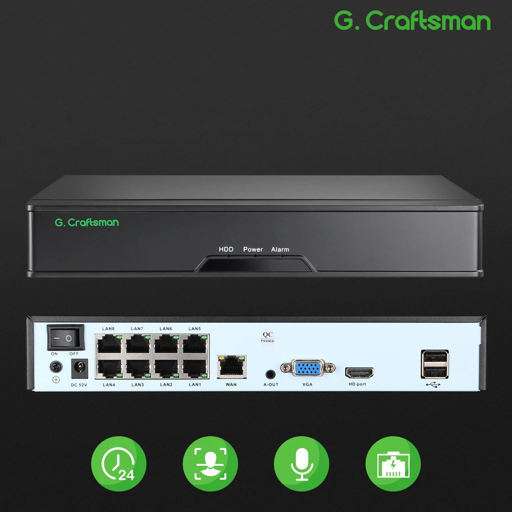 

G.Craftsman 8-канальный сетевой видеорегистратор GX-N8016H1-P8