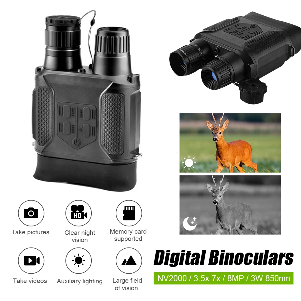 

Digital Binoculars Night Vision Goggles NV2000 2x Digital Zoom Video Photo Recorder For Bird Watching Wildlife Observation