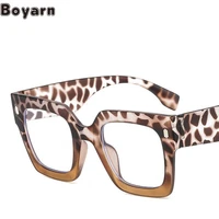 boyarn square large frame leopard color flat lens retro decor mens and womens uv400 shades glasses ins street shooting anti bl