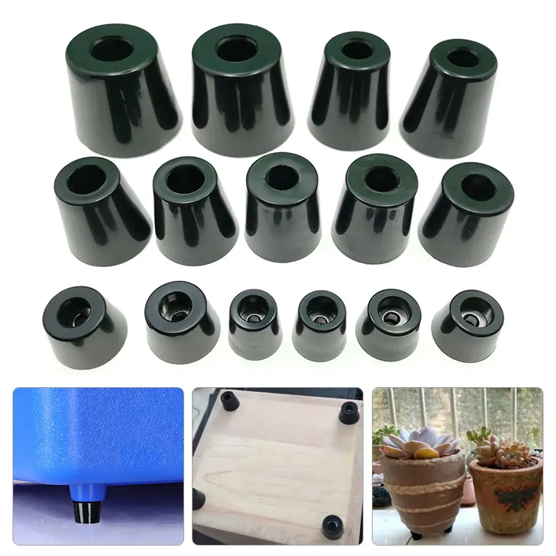 10pcs Black Anti Slip Furniture Legs Feet Speaker Cabinet Bed Table Box Conical Rubber Shock Pad Floor Protector Furniture Parts