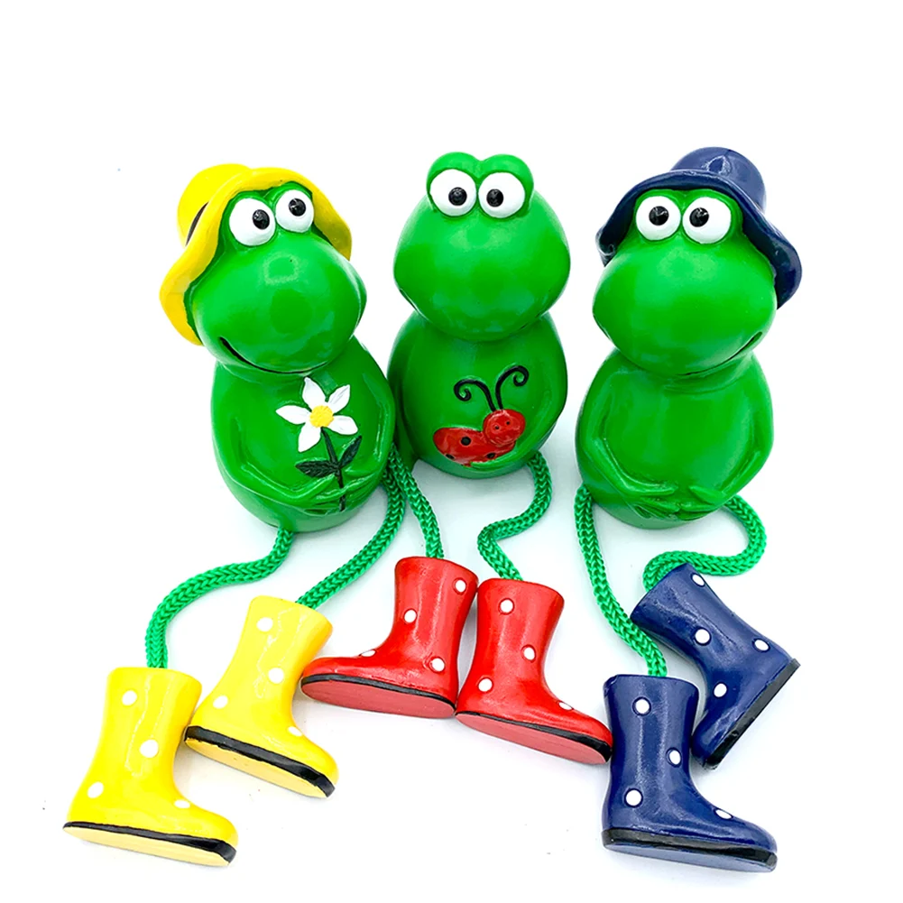 

3pcs Mini Resin Frog Figurines Sitting Statue Dangling Legs Home Shelf Ornaments