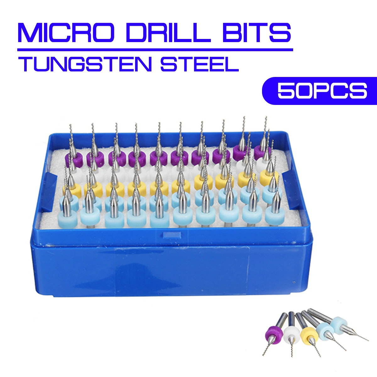 

50pcs Tungsten Carbide Micro Drill Bits Set Engraving Tools Drill Bits Tools For PCB Circuit Board 0.5+0.6+0.7+0.8+0.9mm