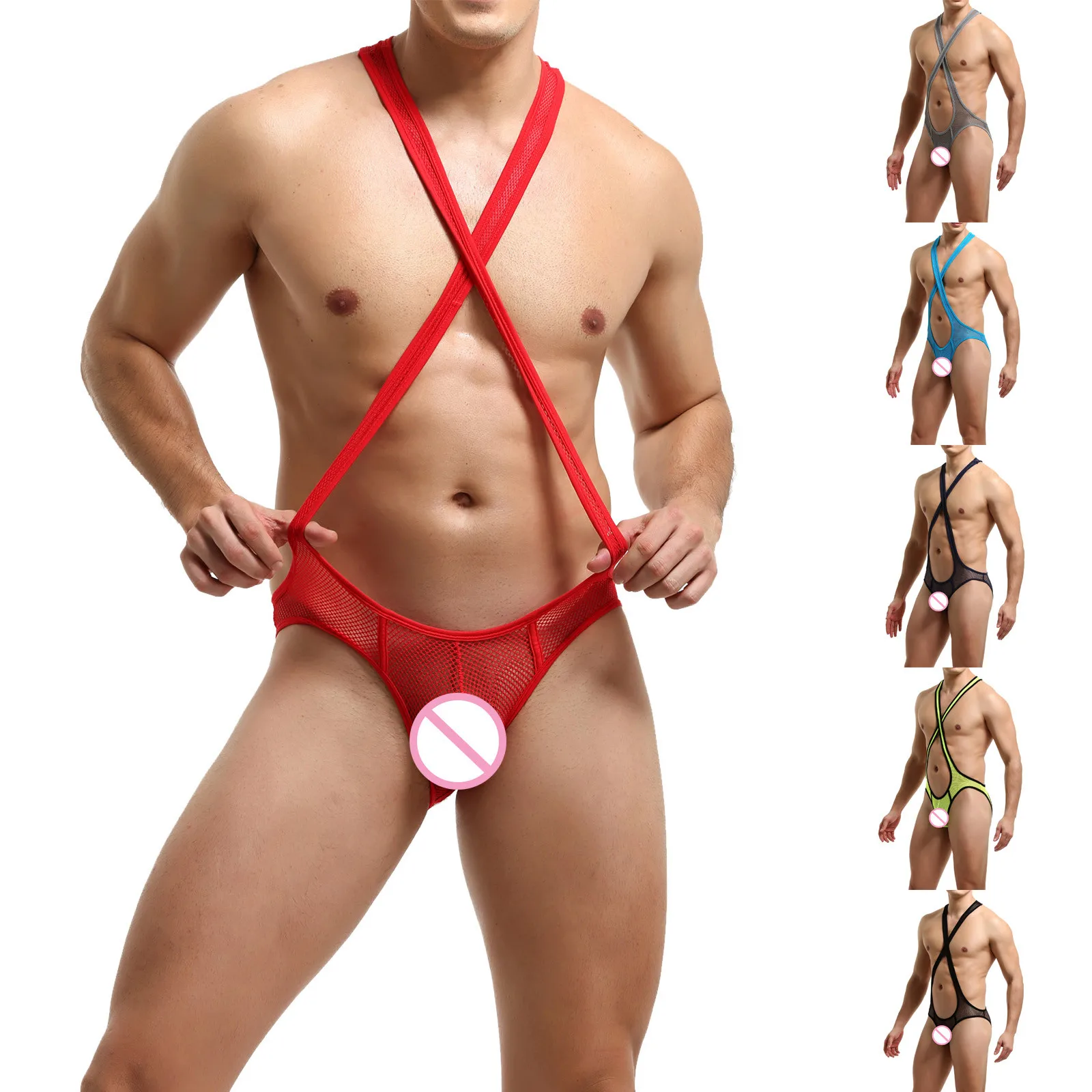 

Sexy Undershirt Mens Singlet Underwear Breathable Jumpsuits Sexy Men Mesh Gay Briefs Bikini Bodysuit Men's Jumpsuits Undershirt