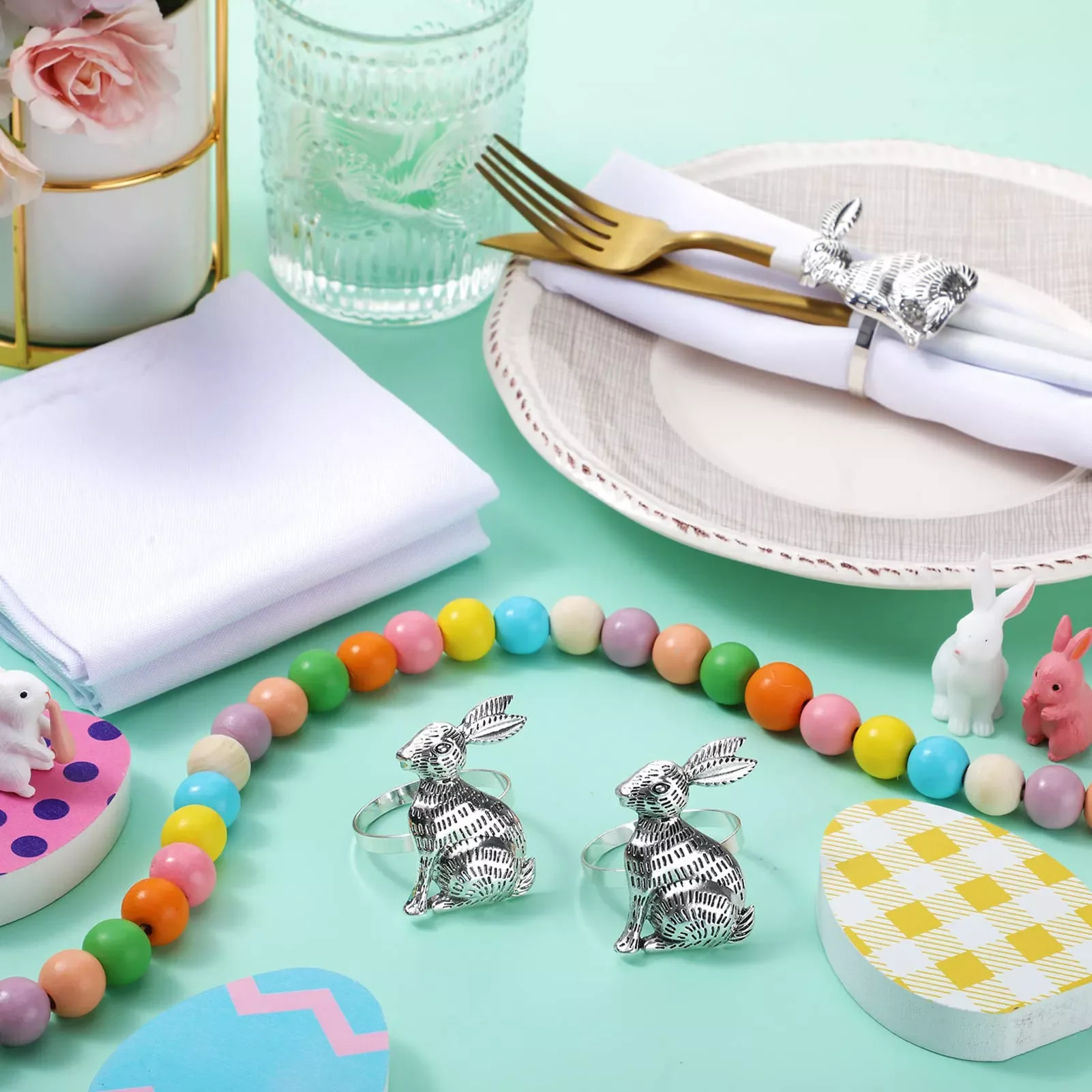 

Кольца для пасхальных салфеток, кольца для салфеток, кольца для салфеток с пасхальным Кроликом, металлические пасхальные салфетки, кольцо, ...