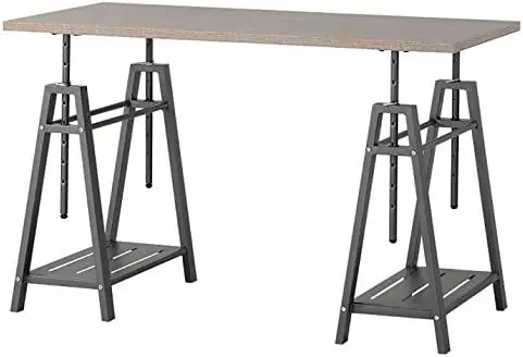 

Industrial Adjustable Desk, Beige & Gray