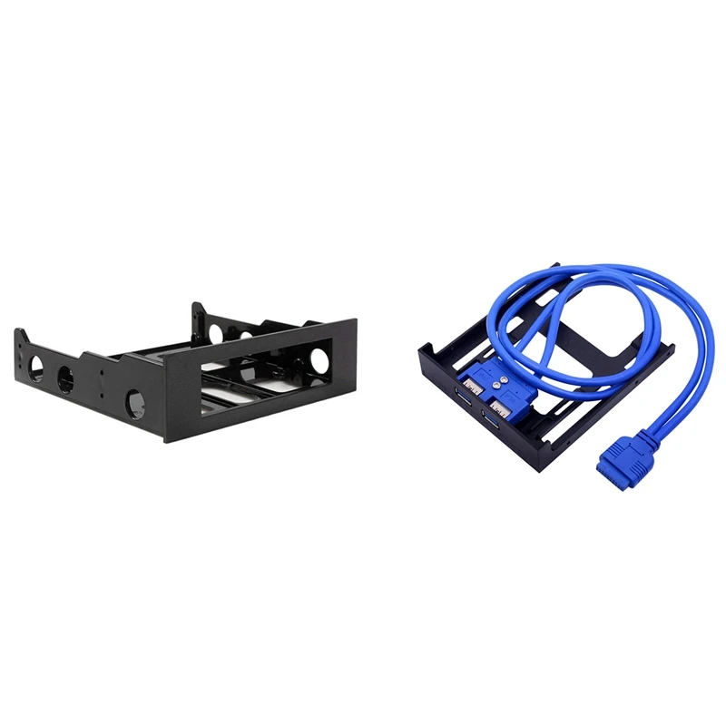 

Hot 1 Pcs 3.5 To 5.25 Hard Drive Drive Bay Front Bay Bracket Adapter & 1 Pcs 2 Ports USB 3.0 Front Panel Floppy Disk Bay