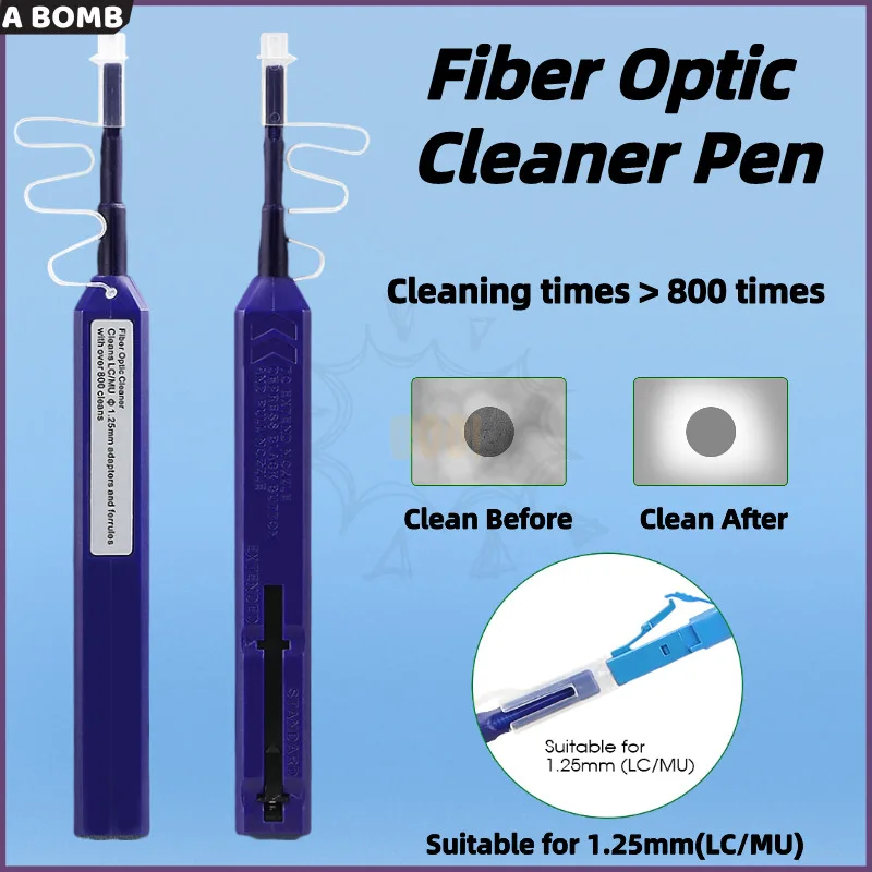 

LC/MU 1.25mm Fiber Optic Cleaning Pen SC/FC/ST 2.5mm One-Click Cleaning Fiber Cleaner Tools Optical Fiber Connector Cleaner