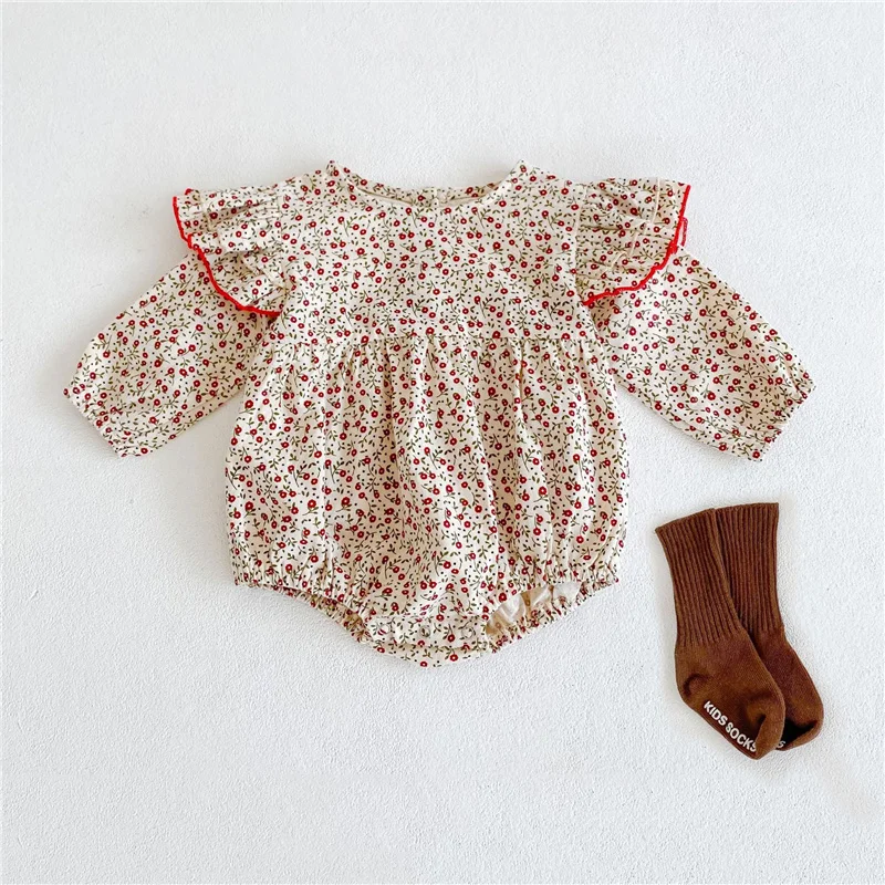 

Flora Baby Girls Romper Spring Summer Toddler Romper Newborn Baby Girl Clothes Soft Cotton Infant Outfits 0-2Y