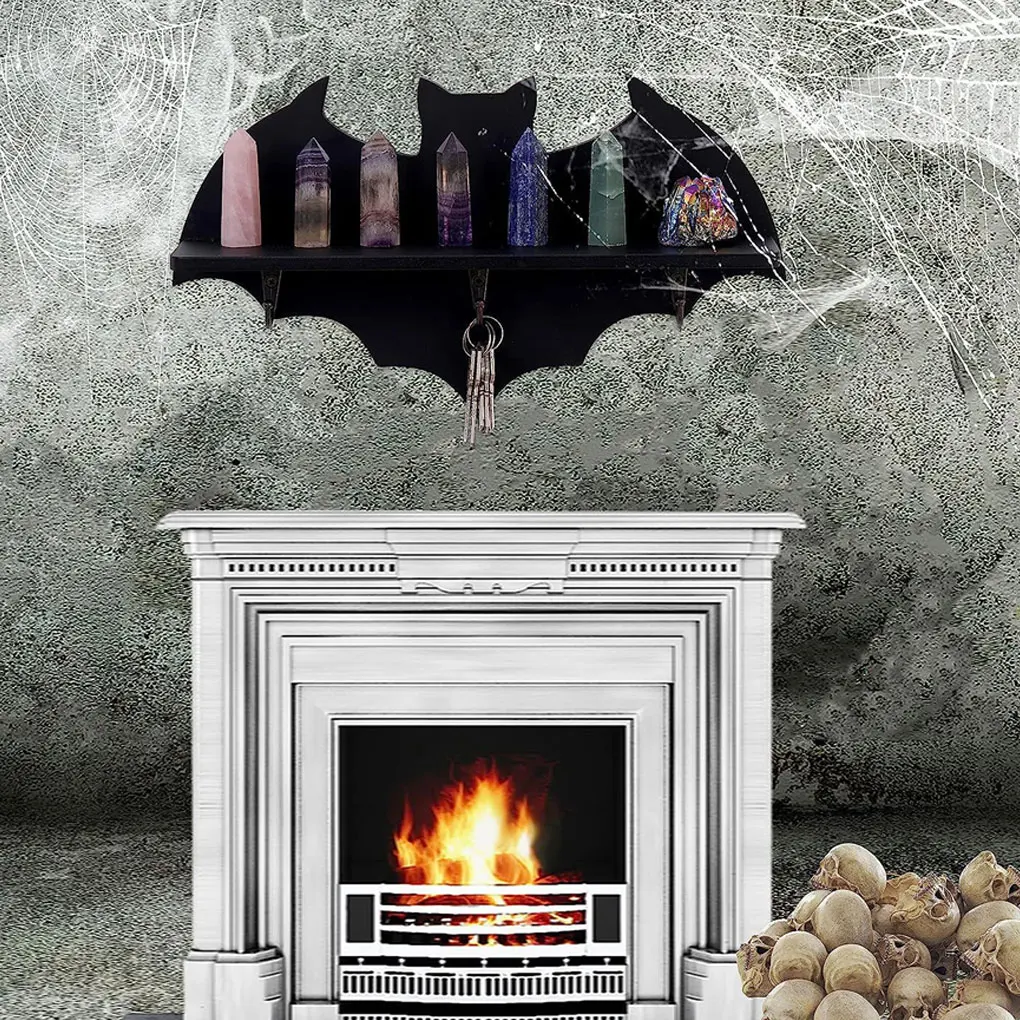 

Wall-Mounted Exquisite Craft Bat Shelf For Home Decor Office Good Hand Feeling Hanging Shelf