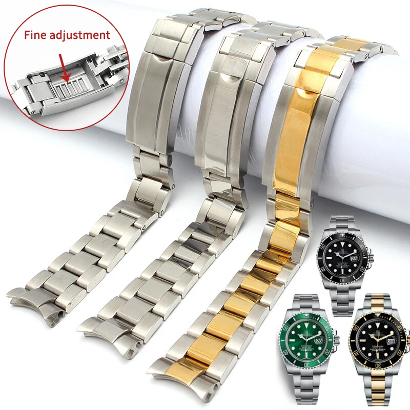 

For Rolex Submariner Series Watch Band Black Water Ghost Green 20mm 21 Fold Buckle Arc Type Special Interface Watch Strap
