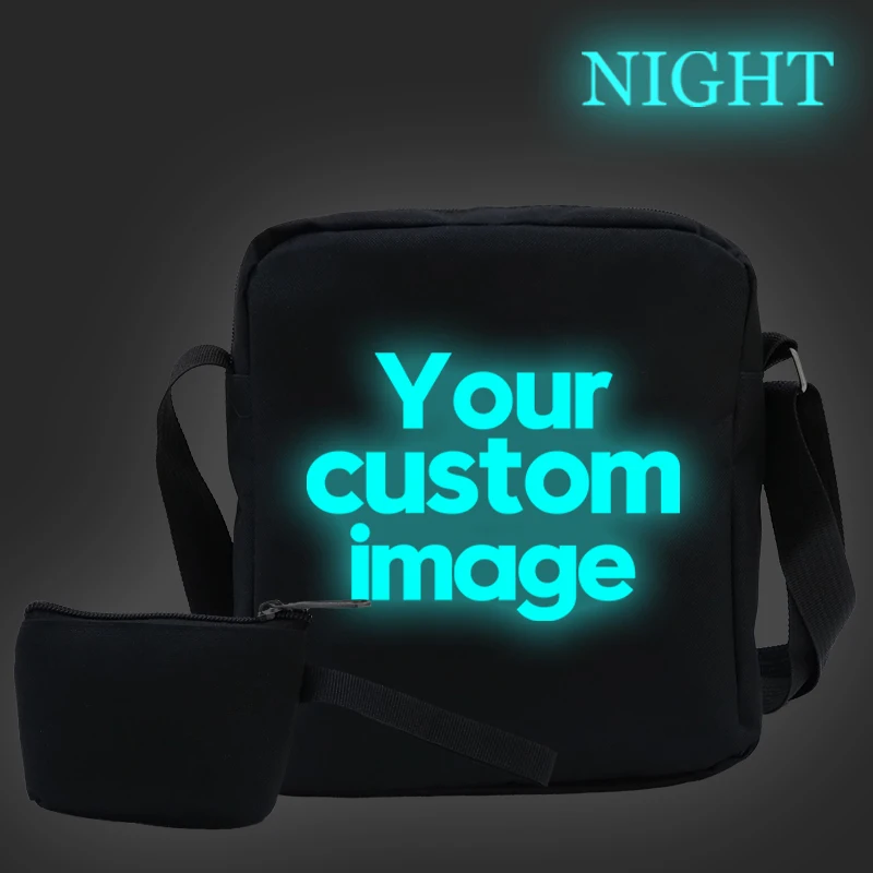 Custom Your Image Luminous Logo Messenger Bag Women Handbag Girls Crossbody Bag for Ladies Casual Shoulder Bags Bookbags Gift