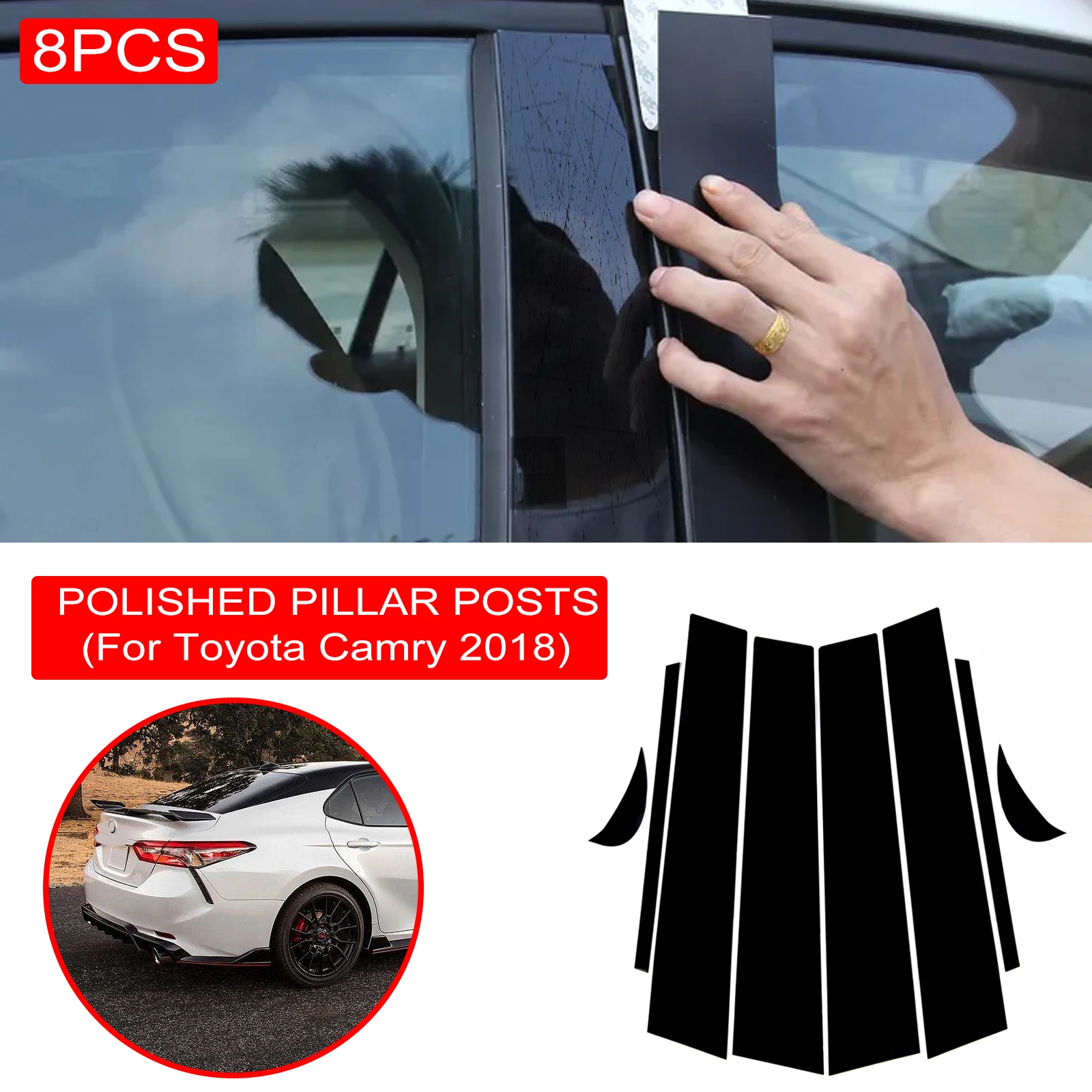 

8 шт. BC Крышка стойки двери автомобиля окна черные отделочные полосы ПВХ практичная легкая в установке для Toyota Camry 2018