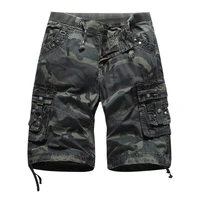 summer camouflage cargo shorts men cotton casual shorts mens multi pocket military knee length short pants loose work trousers