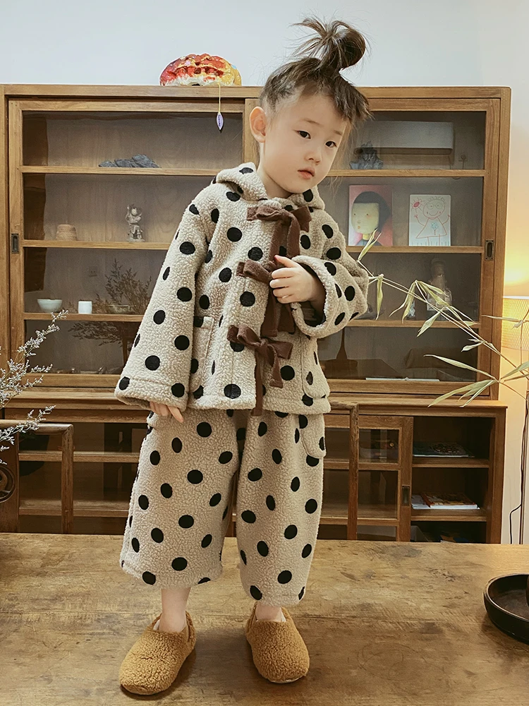 

Imakokoni костюм из овечьей шерсти Оригинальный модный теплый свитер с капюшоном + широкие брюки Мужская и женская детская одежда 20475