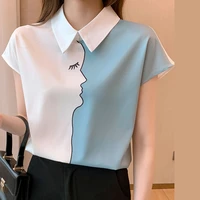 chiffon womens short sleeved summer 2021 new loose fitting printed top design shirt tops for women ropa mujer