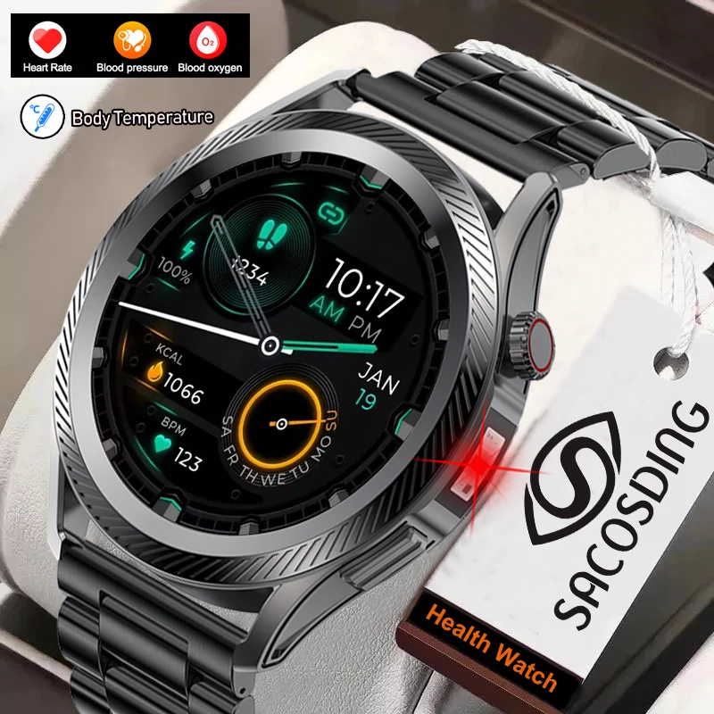 

New Full Screen Watch Men Fingertip Blood Pressure Watches Women Thermometer watch For Android IOS