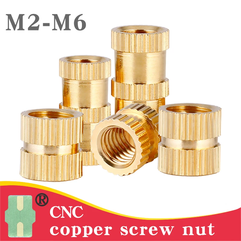 

Solid Brass Pure Copper Metric Thread Injection Molding Knurl Insert Nut Nutsert Embedded M2 M2.5 M3 M4 M5 M6