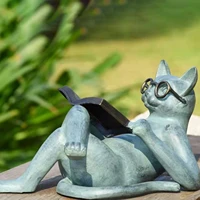 resin literary cat statue and sculpture creative crafts ornament home furnishings bedroom decoration fathers day great gift