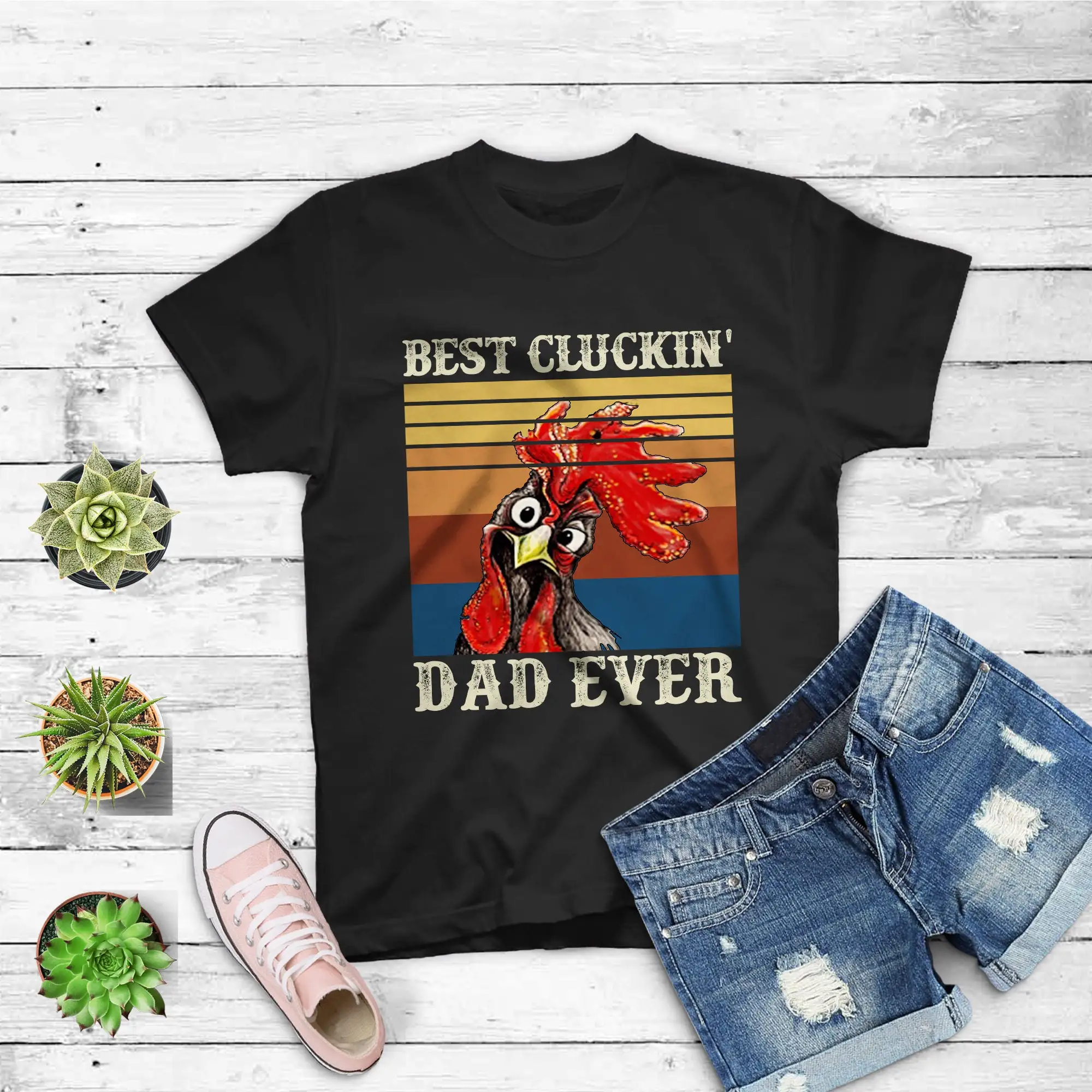 Лучшая футболка Cluckin Dad Ever с изображением курицы