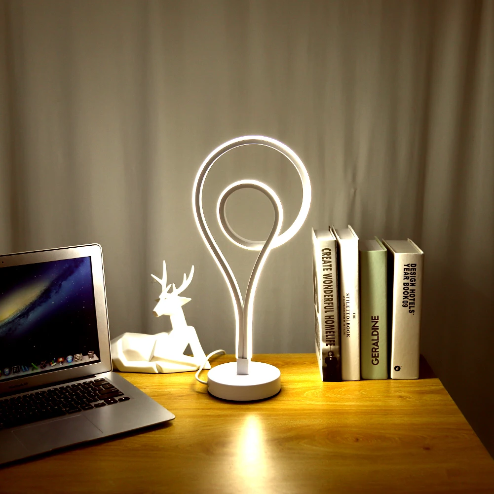 

Modern Table Lamp LED Spiral Metal Desk Bedroom Bedside Lights Home Living Study Reading Room LED Night Lighting Decor