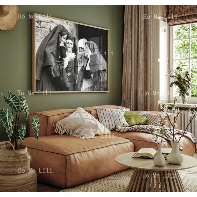 Черно-белый винтажный забавный металлический знак для курения монахини печать