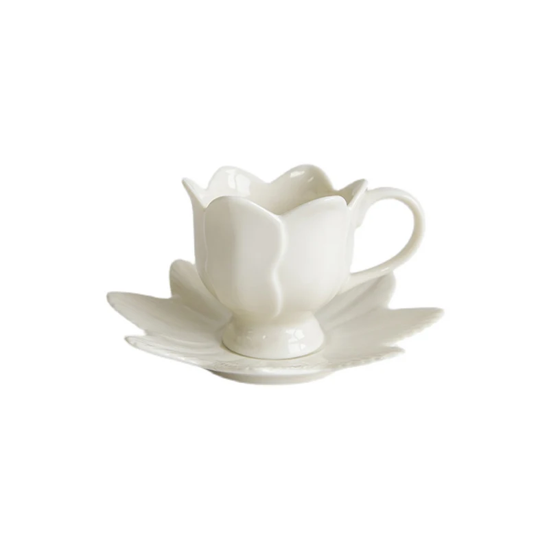 

High Quality Ceramic European Court Style Flower-shaped Cream Coffee And Black Tea Cup And Saucers