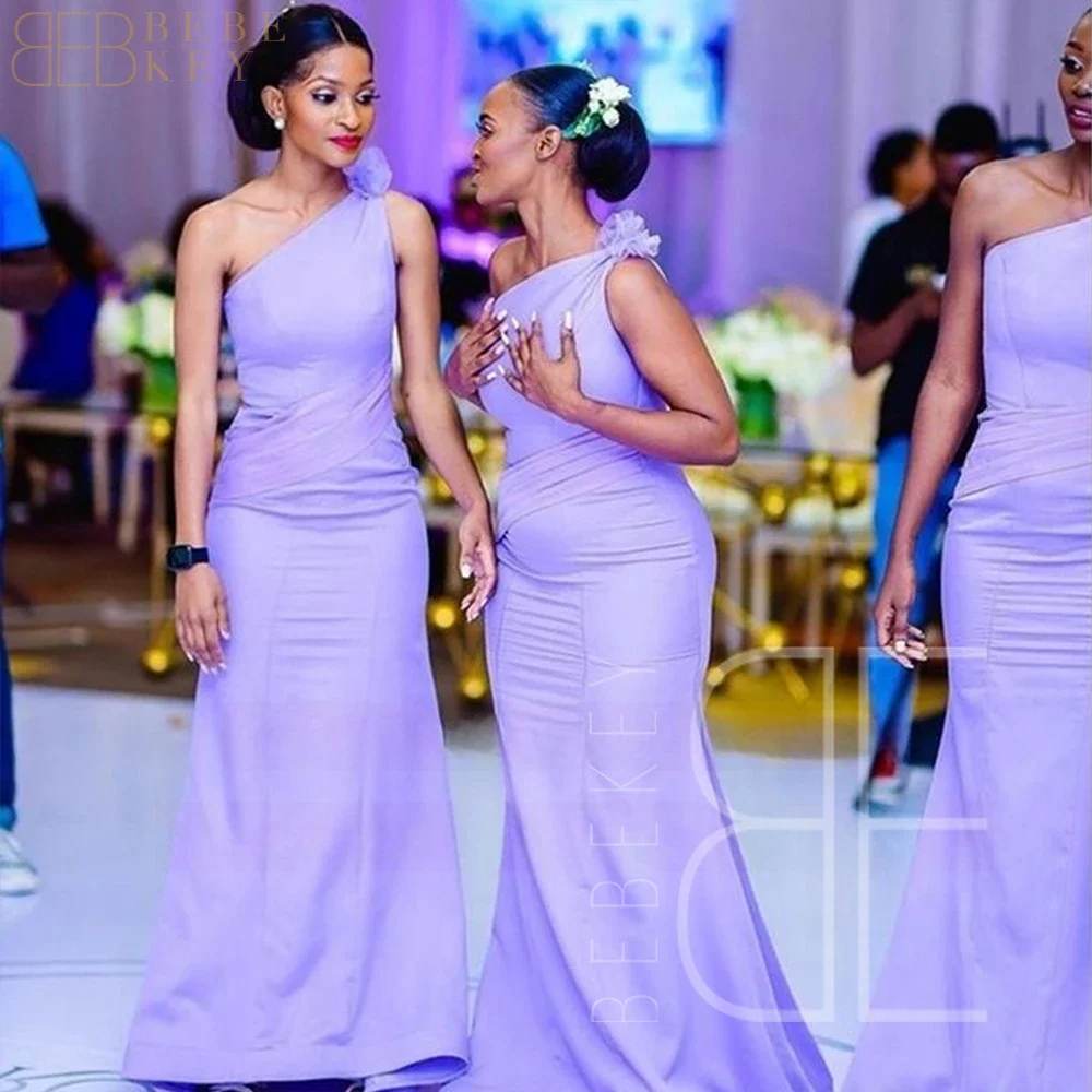 

Purple Satin Bridesmaid Dresses One Shoulder Formal Dress Women for Weddings Mermaid Evening Party Dress Guest Bridesmaids Robe