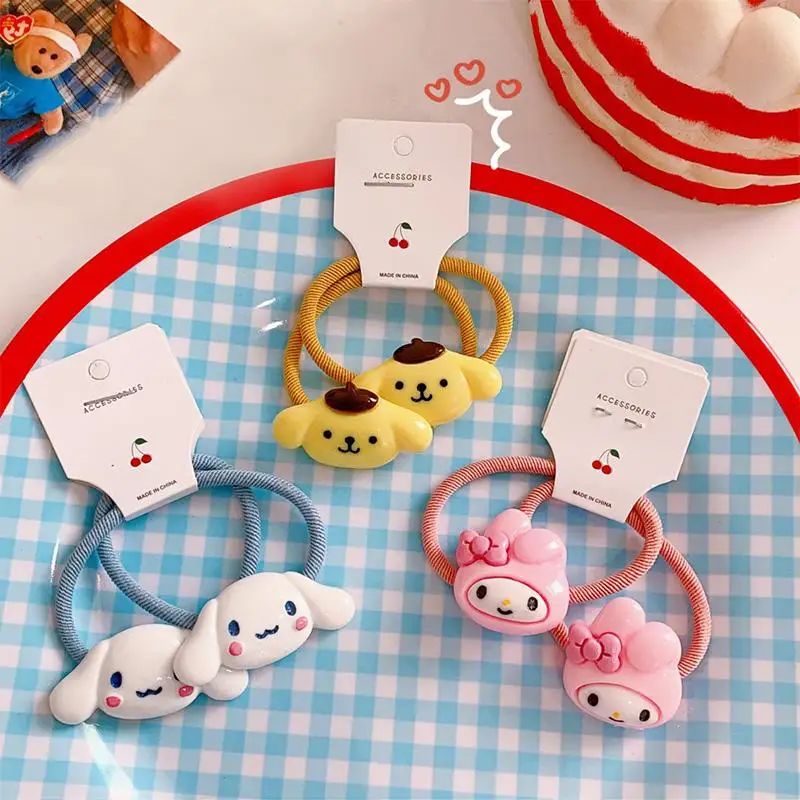 

Anime Sanrios Hair Rope Kawaii My Melody Cinnamoroll Cartoon Rubber Band High Elastic Accessories Headdress Couple Bracelet Toys