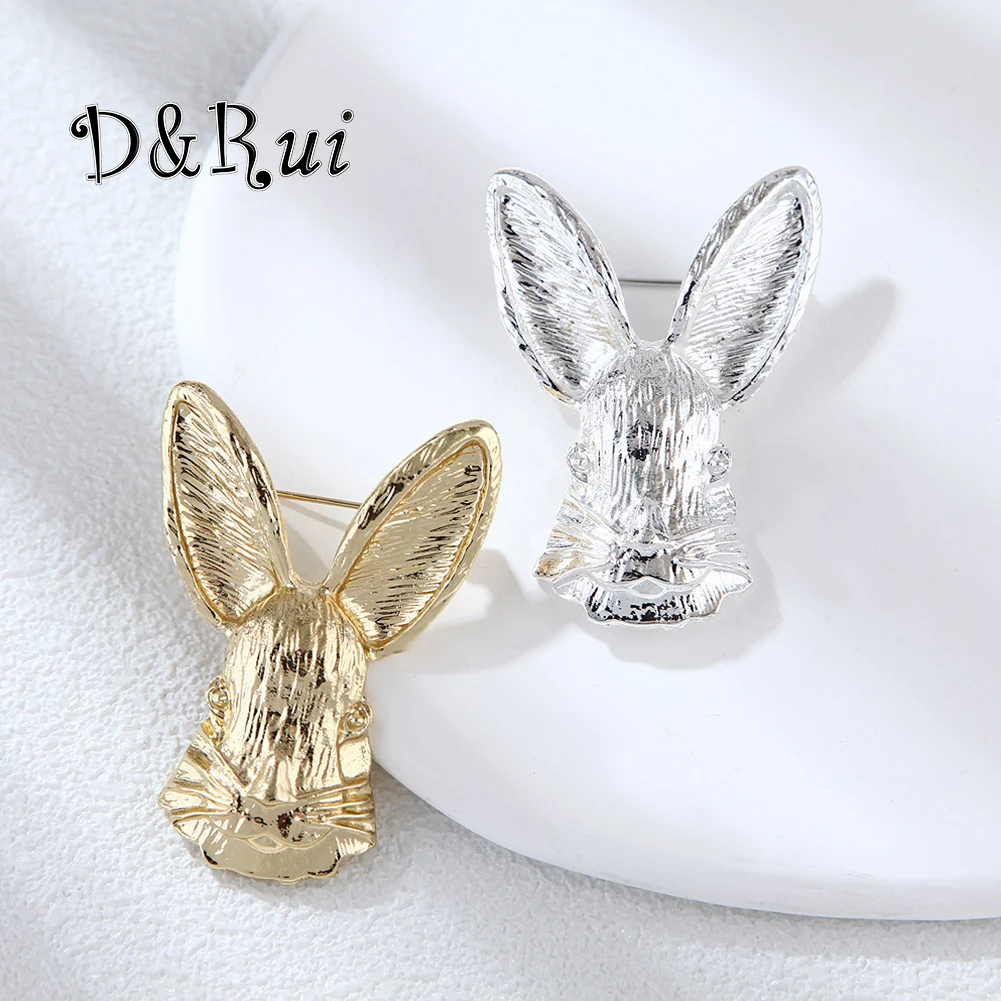

D&Rui Two Colors Cute Bunny Metal Brooches Fashion Jewelry Accessories Souvenir Props Badge Gift For Women Party Jewelry Brooch
