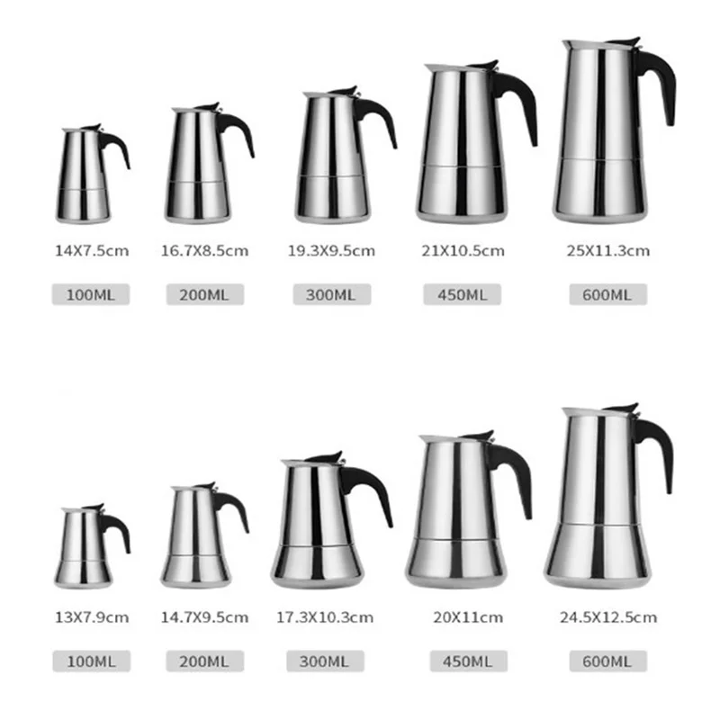 Tool Mocha Cafetiere 100ml/200ml/300ml/450ml/600ml