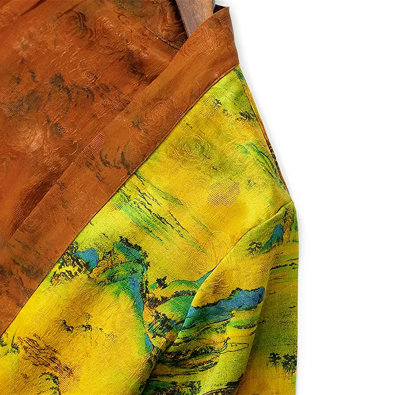 Qianli Jiangshan в китайском стиле 100% натуральный шелковый шелк HuaLuo шаль из пряжи Red Cloud