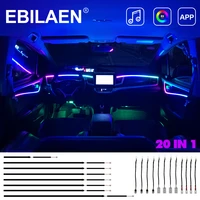 20 in 1 car interior flowing led strip symphony light rgb with app control support diy car guide fiber optic led ambient light