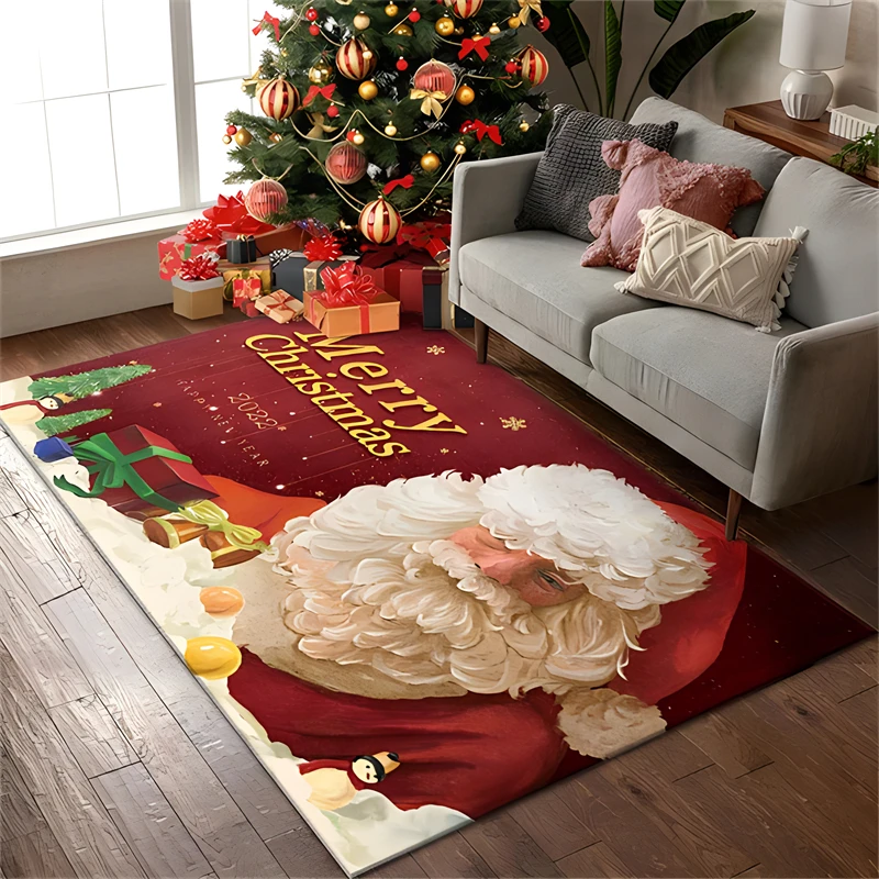 

Santa Claus Carpet Christmas Gift Carpet Living Room Bedroom Home Decoration Dining Room Kitchen Bathroom Anti-slip Mat